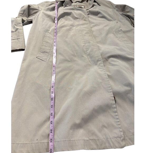 Gleneagles women's Vintage classic long tan trench coat hidden buttons sz 14P - Picture 10 of 14